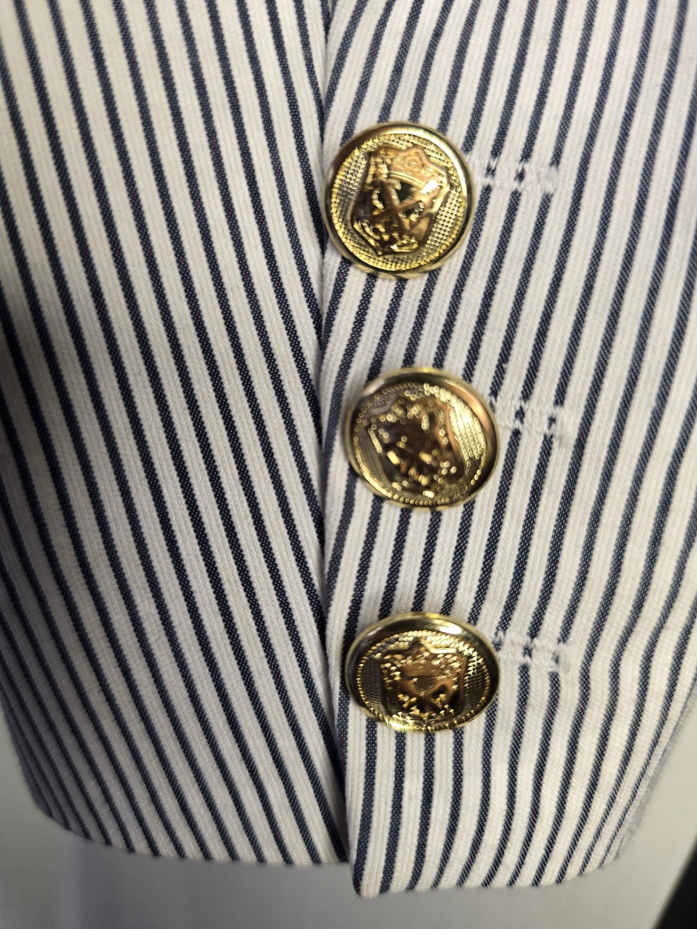 Dalia Collection Blue & White Pinstripe Blazer - Picture 4 of 4